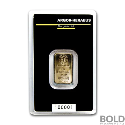 5 Gram Argor-Heraeus KineBar Gold Bar