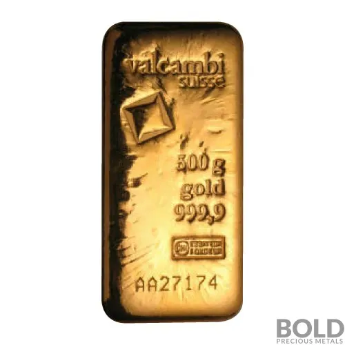500 Gram Valcambi Gold Bar (Cast)
