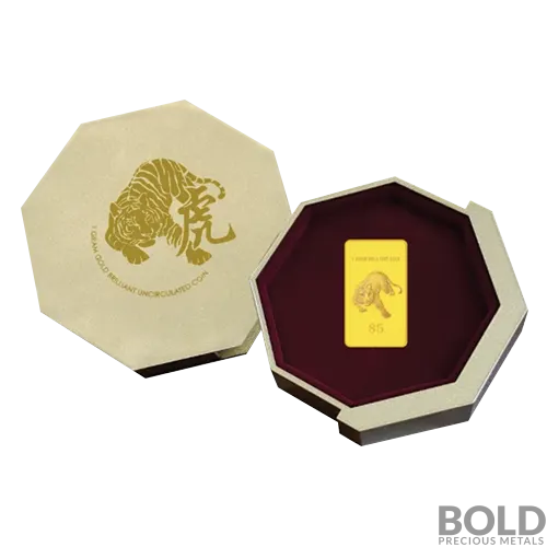 2022 Singapore Year of Tiger .9999 Gold 1 gm BU Coin