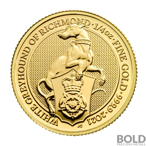 2021 Britain Queen's Beasts Greyhound of Richmond 1/4 oz Gold BU