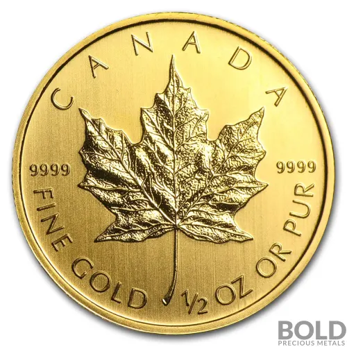 Gold Canadian Maple Leaf *Random Date* - 1/2 oz