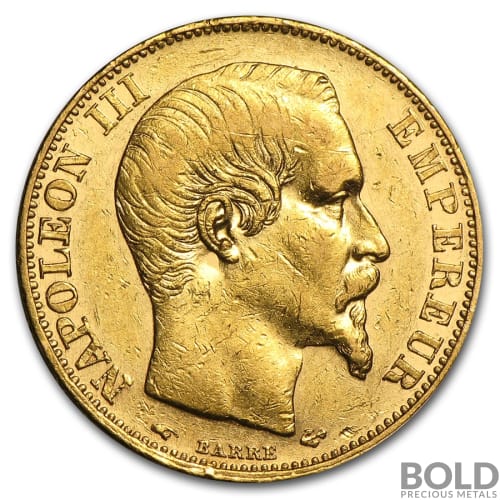 French 20 Franc Napoleon III Gold Coin