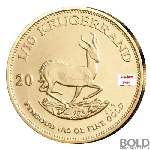 1/10 oz South African Gold Krugerrand Coin (Random Year)
