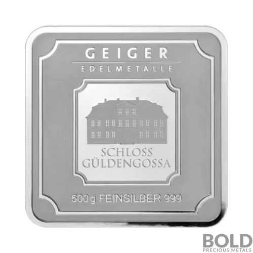 Silver 500 Gram Geiger Edelmetalle Square Bar (Original)