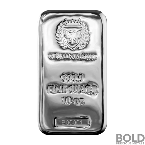 Silver 10 oz Germania Mint Cast Bar