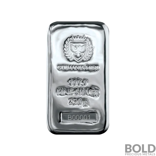 Silver 250 Gram Germania Mint Cast Bar