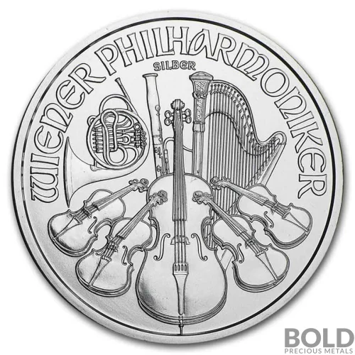 1 oz Austrian Silver Philharmonic Coin (Random Year, Impaired)