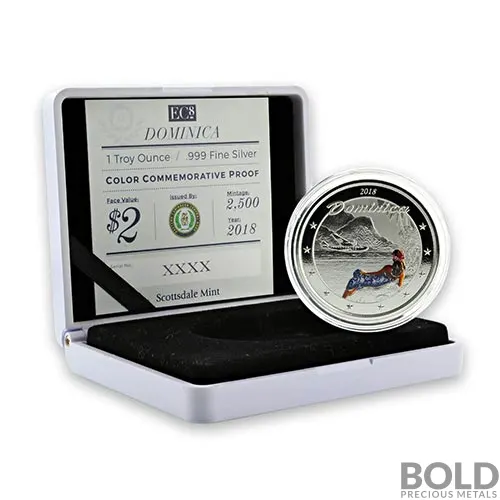 2018 1 oz Dominica 'The Nature Isle' Silver Coin (Proof, Colored)