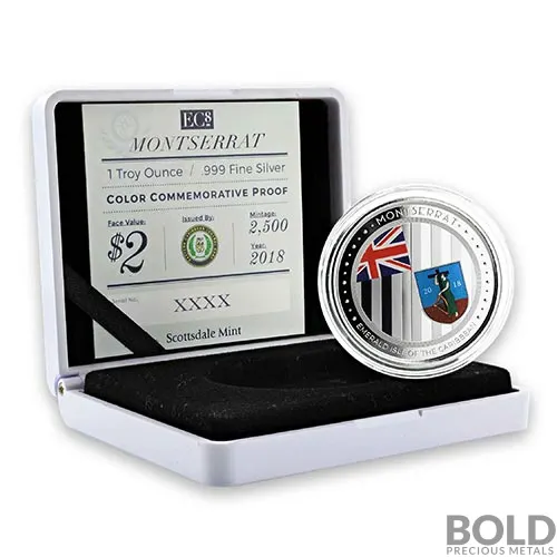 2018 1 oz EC8 Montserrat Emerald Isle Silver Coin (Proof, Colored)
