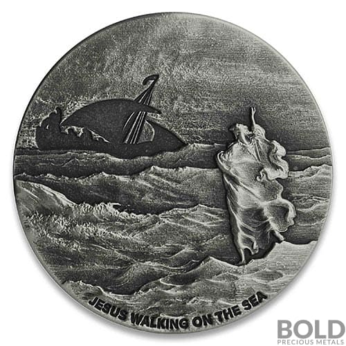 2020 2 oz Scottsdale Biblical Series Jesus Walking On The Sea Silver Coin