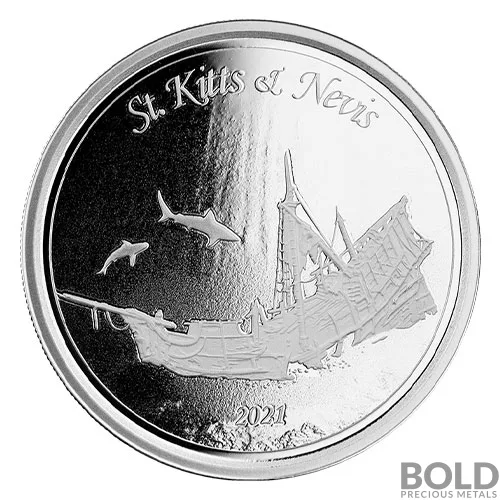 2021 1 oz EC8 St Kitts & Nevis Shipwreck Silver Coin (BU)