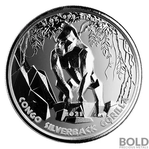2021 1 oz Republic of Congo Gorilla Silver Coin