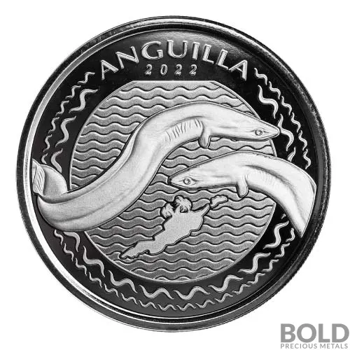 2022 1 oz EC8 Anguilla Eel Silver Coin (BU, No Capsule)