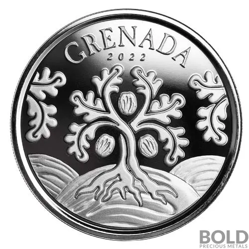 2022 1 oz EC8 Grenada Nutmeg Tree Silver Coin (BU, *no capsule)