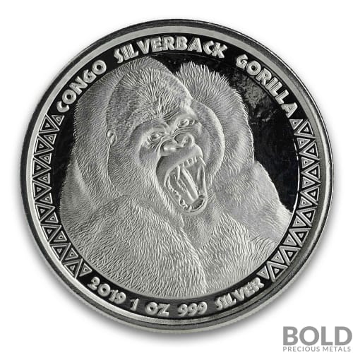 2019 1 oz Republic of Congo Gorilla Silver Coin