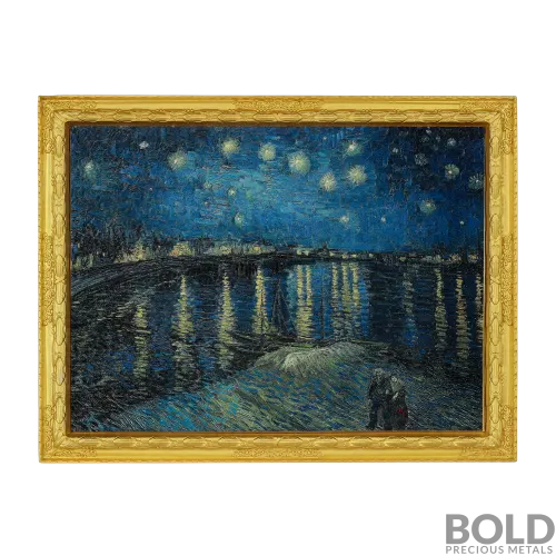 2022 Silver 2 oz Chad Van Gogh: Starry Night Over the Rhone Colored HR Coin (Bi-Metal)