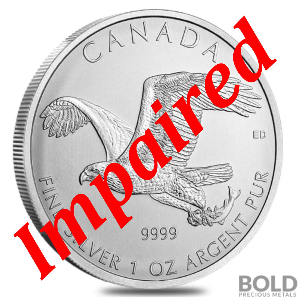 2014 Silver Canadian Birds of Prey Bald Eagle - 1 oz *Spotted