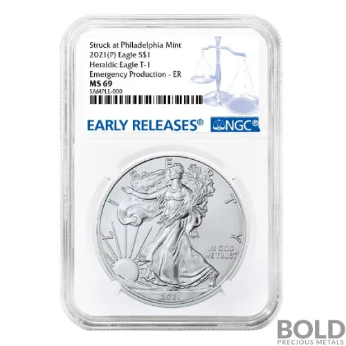 2021 America Silver Eagle 1 oz Type 1 - NGC MS69