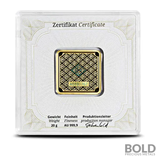 Gold 20 Gram Geiger Edelmetalle Square Mint Bar