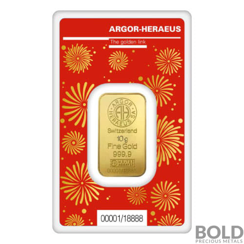 2024 Gold 10 Gram Argor Heraeus Lunar YOT Dragon Bar (In Assay)