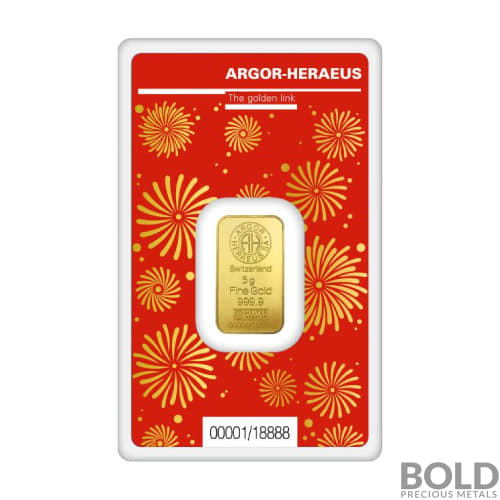 2024 Gold 5 Gram Argor Heraeus Lunar YOT Dragon Bar (In Assay)