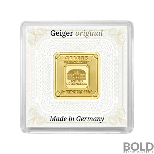 Gold 5 Gram Geiger Edelmetalle Square Bar