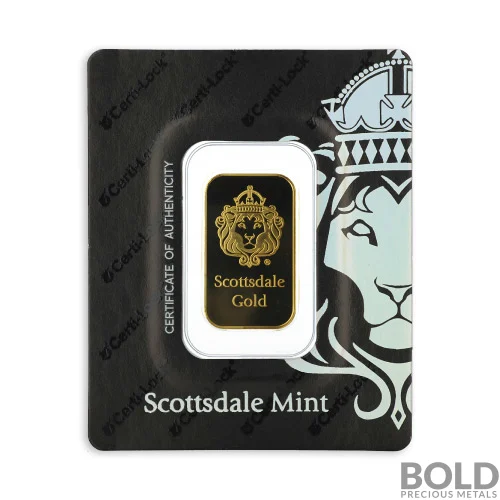 Gold 5 Gram Scottsdale Lion Bar