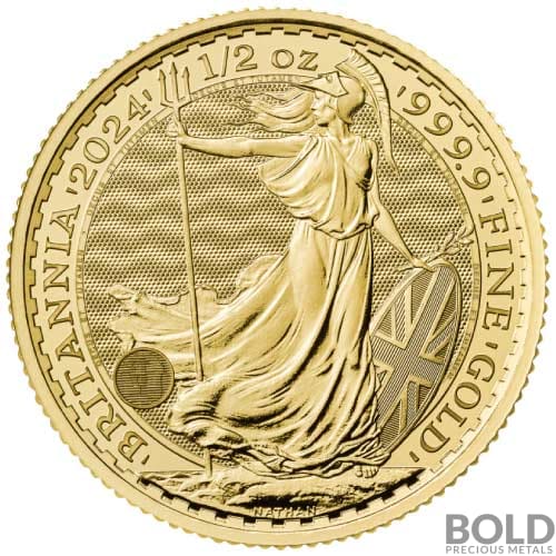 2024 Gold 1/2 oz British Royal Mint Britannia BU