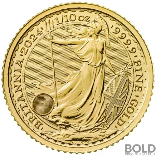 2024 Gold 1/10 oz British Royal Mint Britannia BU