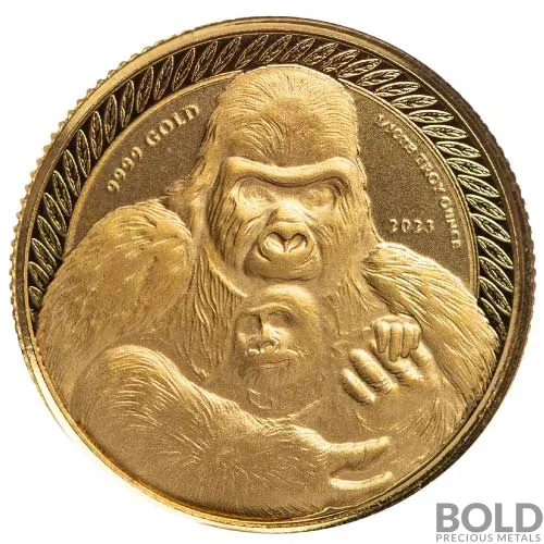 2023 Gold 1/10 oz Congo Gorilla BU Coin