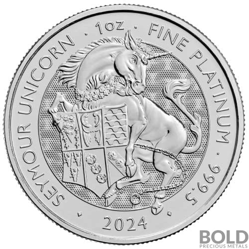 2024 1 oz British Tudor Beasts Seymour Unicorn Platinum Coin (BU)
