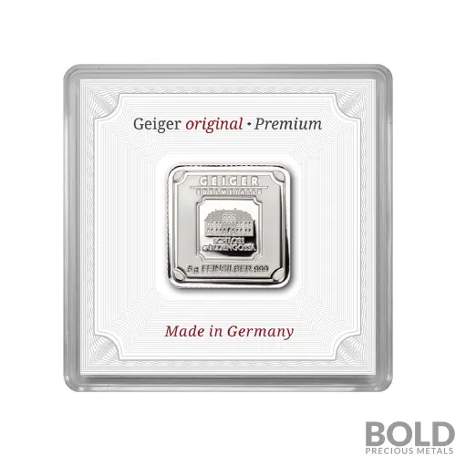 Silver 5 Gram Geiger Edelmetalle Square Bar (Capsule)