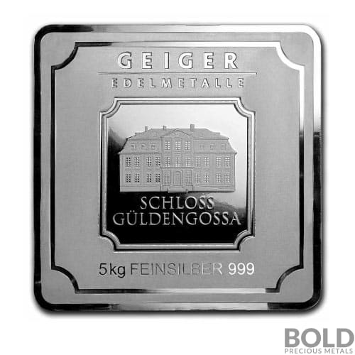 5 Kilo Geiger Edelmetalle Square Silver Bar (Original)