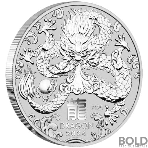 2024 2 oz Perth Lunar Year of the Dragon Silver Coin (BU)