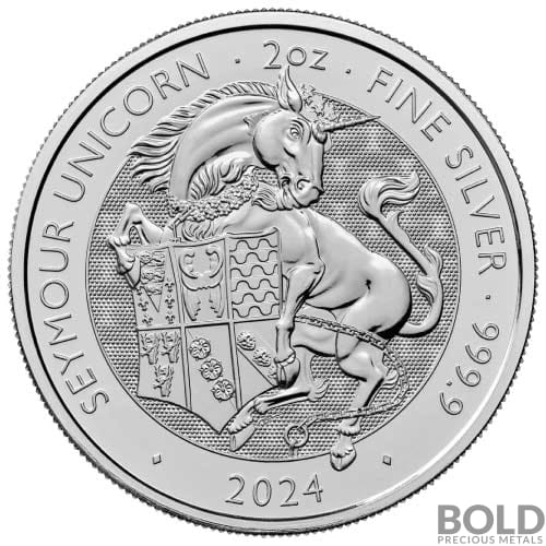 2024 2 oz British Tudor Beasts: Seymour Unicorn Silver Coin (BU)
