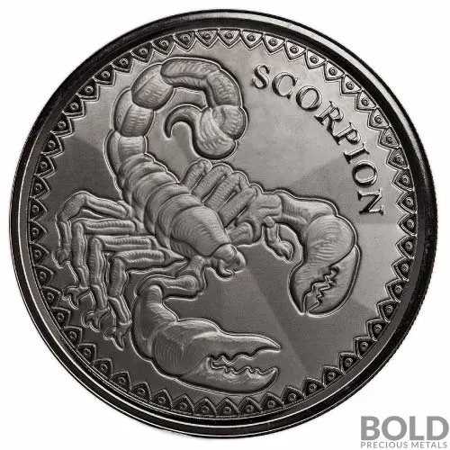 2022 1 oz Chad Scorpion Rhodium Plated Silver Coin