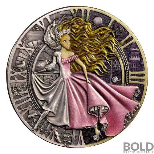 2023 1 oz Niue Cinderella's Story Antiqued Silver Coin (Color)