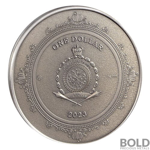 2023 1 oz Niue Cinderella's Story Antiqued Silver Coin (Color)