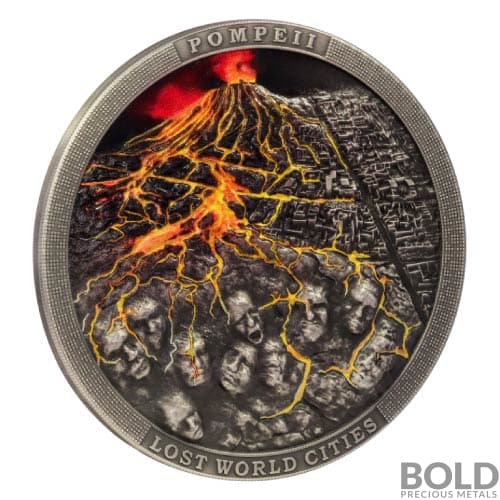 2023 2 oz Niue Pompeii Antiqued Silver Coin (Color)