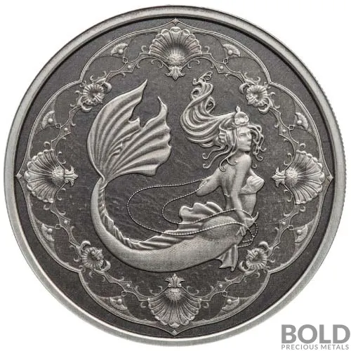 2022 Samoa Silver 1 oz Mermaid Antiqued Coin
