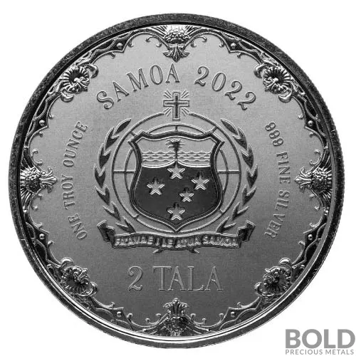 2022 1 oz Samoa Mermaid Colored Proof Silver Coin