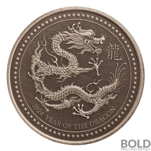 2024 Silver 1/2 oz Samoa Year of the Dragon Antiqued Coin