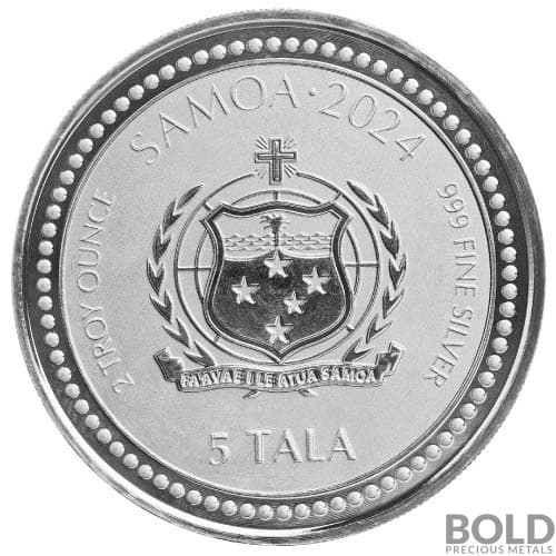 2024 Silver 2 oz Samoa Year of the Dragon BU Coin