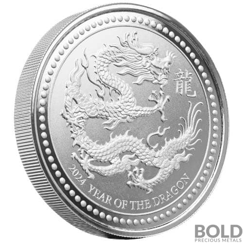 2024 Silver 2 oz Samoa Year of the Dragon BU Coin