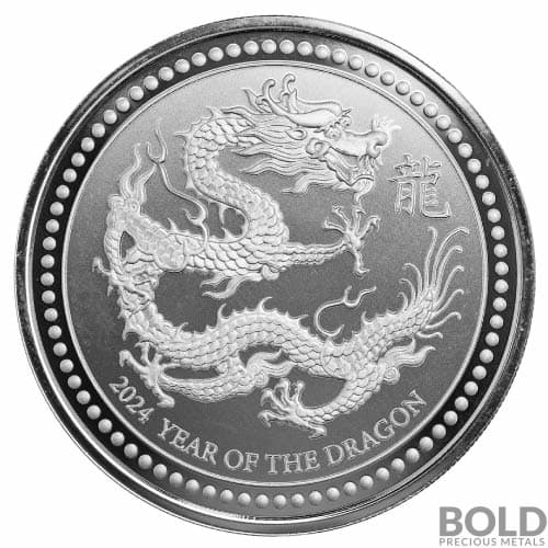 2024 Silver 2 oz Samoa Year of the Dragon BU Coin