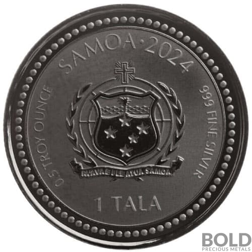 2024 Silver 1/2 oz Samoa Year of the Dragon Black Rhodium Plating Coin