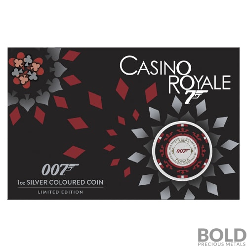 2023 1 oz Tuvalu James Bond Casino Royale Chip Colored Silver Coin (In Card)