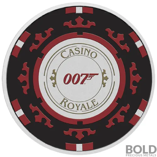2023 1 oz Tuvalu James Bond Casino Royale Chip Colored Silver Coin (In Card)
