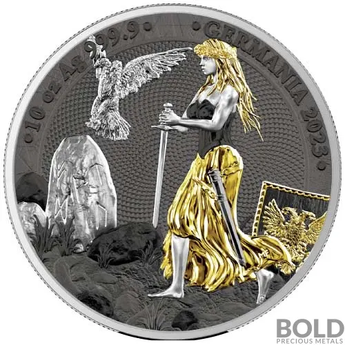 2023 Silver 10 oz Lady Germania Ennobled BU Round ANA