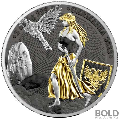 2023 Silver 2 oz Lady Germania Ennobled BU Round ANA